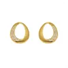 Stud Earrings Sparkling Hoop Zircon Set Ear Accessories Dangle For Women Metal Gold Color Trendy Jewelry