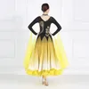 Robe de danse de compétition de salle de bal jaune, tenue de scène à manches longues, robe de danse de valse pour femmes, jupe Standard de haute qualité