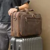 Bortkörningar Top Qaulity Brand Portcase Bag For Men Male Business Bag Vintage Designer Handbag Laptop Portfölj Crazy Horse Leather 230309