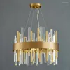 Chandeliers Modern Crystal Chandelier For Living Room Round LED Cristal Light Bedroom Decor Gold/Black Hanging Fixtures