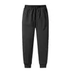 Pantalons pour hommes Pantalons de survêtement thermiques de couleur pure décontractés pour hommes Automne Hiver Cordon épais pour le sport