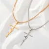 Pendant Necklaces Fashion Classic Letter Cross Necklace For Women Girls Simple Style Geometric Stainless Steel Choker Jewelry Party Gifts