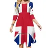 Abiti casual Union Jack Custodia per iPhone Abito svasato Collo quadrato Elegante moda femminile Bandiera stampata Gran Bretagna britannica