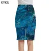 Юбки Kyku Brand Brand Cube Women Geometry Office Abstract Sexy Pencil Ladies Womens Vintage Anime Корейский трикотаж