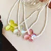 Pendant Necklaces Vintage Dreamy Color Butterfly Chocker For Women Ladies Rice Beads Clavicle Chain Choker Jewelry Collier