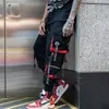 Mens Pants Hip Hop Black Cargo Joggers Sweatpants Overalls Ribbons Streetwear Harem Women Fashions Byxor 230309