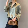 Blouses voor vrouwen shirts crriflz lente dames mode lange mouwen satijnen blouse vintage femme v nek straat shirts elegante imitatie zijden blouse 230309