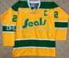 Mentille personnalisée 1970S California Golden Seals 27 Gilles MELOCHE 7 Reggie Leach Vintage Jersey cousé blanc bleu vert jaune alternative