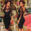 Sukienki swobodne 2023 Sukienki Vintage Seksowne kobiety O-Neck Floral Lace Hollow Out Bodycon Slim Fit Peplum Vestidos