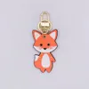 Designer Keychain Leather hanger Fox Cartoon autoketting Charm Bruine Flower Trinket Geschenken Accessoires met Box314RR