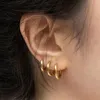 Hoop örhängen 1 par dia 20mm rostfritt stål för kvinnor/män cirkel örhänge piercing anti-allergiska öron spänne smycken tillbehör