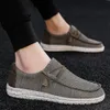 Elastiska band män arbetar skor stor storlek andas loafer canvas man skor moccasins2674