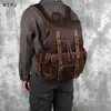 Sacs d'école rétro en cuir sac à dos pour hommes couche supérieure sac à dos de voyage en peau de vache grande capacité sac d'école Crazy Horse sac d'ordinateur portable en cuir NZPJ 230309