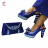 Sandals Magazine Italiaanse damesschoenen en tassen Set in Royal Blue Color Slingbacks Super High Heels Sandals 230309