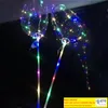 Kalp şekilli LED Bobo Balon ile Stick Valentines Day Hafif Balonlar Led Renkli Doğum Günü Dekor Balonları