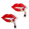 Brooches Women Brooch Red Color Rhinestone Lips For Man Fashion Sexy Mouth Pin Shining Dress Scarf Sweater Jewelry