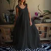 Casual Dresses Holiday Solid Sexy Sleeveless Vestidos Summer Bohemian Beach Sundress Women Long Maxi Robe Femme Plus Size 5XL