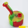 Folded Drum Silicone Bong with Free Glass Bowl Silicon Hookahs Water Pipe Colors Filter Dab Oil Rig Bubbler Unbreakable Bongs