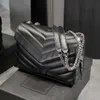 Hot Black Luxury Handbag Shoulder Bag Loulou äkta läderdesigner Crossbody Ladies Metal Chain Flip Messenger Chain Bags Women Women Women