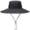 Breda randen hattar västra cowboy bergsklättring boonie hatt män utomhus rese panama cap sträng fiskare hattar kvinnor strand bred grim hink hatt r230308