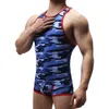 Men's Tank Tops Men Camouflage Vest Sportswear Mesh Top Summer Sleeveless Tops&Sexy Bulge Boxers Set Casual Shirt Male Bottoming