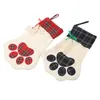 Santa Candy Gift Bag Large Christmas Stocking Pet Dog Plaid Paw Santa Socks Snowflake Xmas Tree Pattern Christmas Decoration