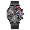 Wristwatches Mens Fashion Black Sports Watches Luxury Men Business Casual Quartz Wristwatch Mesh Belt Male Luminous Clock Leather Watch