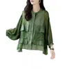 Blouses femininas Vintage Impressa Bolto Spliced ​​Bollowets Camisa irregular Roupas femininas 2023 Tops casuais de outono solto solto