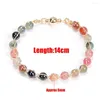 Strand Blessing Amulet Lucky Natural Tourmaline Bracelet Bead Wristbands Strawberry Crystal Bangle Beads