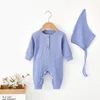 Clothing Sets Hooded Baby Long-sleeved Jumpsuit Romper Infant Born Toddler Muslin Long Sleeve Toddlers Kidsy 0-12M Kids Clothes