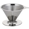 Häll över kaffefilter rostfritt stål Återanvändbart kaffedrippare Kaffehållare Cone Tunnel Basket Mesh Sile LX3603