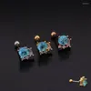 Stud Earrings 1 PCS Small Copper Blue Zircon Geometric Shape Earring Trendy Steel Round Ball Ear Cartilage Piercing Cuff Jewelry