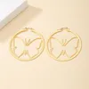 Hoop Earrings MITTO DESIGNED FASHION JEWELRIES AND ACCESSORIES GOLD PLATED STAMPED BUTTERFLY ASSORTED IN A LARGE ROUND EARRING