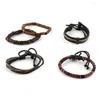 Bracelet HZMAN Corde En Cuir Perles En Bois Ethnique Tribal Bracelet Pour Hommes Femmes Couple Multi-couche Wrap Bracelets Charme Bijoux Cadeau