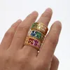 Wedding Rings Luxury 2023 Arrived Colored Cz Ring Two Raw Eternity Band Engagement Full Finger Gorgeous European Drop