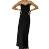 Casual Dresses Summer BodyCon Long For Women 2023 Satin Rhinestone Shoulder Strap Backless Chic and Elegant Luxury Evening Party Dress