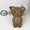 Keychains Fashion Jewelry Cute Women Key Chain Cover Harts Crystal Inlaid Läder Tassel Bear Cap Gift 3 Färger Partihandel