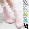 Femmes chaussettes noir blanc coton chaussettes Lolita Style jeune fille belle dentelle maille courte princesse filles à volants froufrous cheville