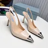 Elegant Summer Triangle Brushed Leather Sandals Shoes for Women Slingback Pumpar Luxury Footwear Women High Heels Party Wedding Dre8929672