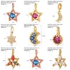 Breloques étoile lune pour la fabrication de bijoux coloré grand Zircon pendentif collier Bracelet cuivre accessoires breloques