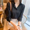 Kvinnors blusar Skjortor 2011 Spring Autumn Long Sleeved Women's Shirt White Loose Top Women's Top BF Korean Style Elegant Blue Black Gul Purple 230406