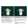 装飾花b-life with life with Small Ceramic Vase Silk Roses偽の植物ユーカリの葉ベリーの花の配置飾り