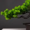 Flores decorativas 27 cm de pinheiro artificial Bonsai Ornamentos de árvores falsas Simulação de paisagem plástica para decoração de desktop da sala de casa