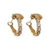 Boucles d'oreilles cerceau à la mode forme de serpent pour femmes fille couleur or Mirco pavé Zircon déclaration fête Bijoux Bijoux cadeaux