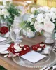 Table Napkin Christmas Snowman Red Background 4/6/8pcs Cloth Decor Dinner Towel For Kitchen Plates Mat Wedding Party Decoration