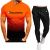 Męskie dresy Discovery Summer okrągłe szyi TshirtTrousers Sports Suit Shortsleeved Polo Shirt Casual 230308