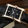 Montres-bracelets 2023 WWOOR Blakck Square Hommes Montre Classique Luxe Business Quartz Horloge Homme Cuir Étanche Date Montre-Bracelet Relogio