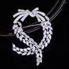 Broches okily trendy zirkonia olijfbanch brochpins voor dames kleding corsage pins sliver kleur bowknot mode sieraden