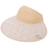 Wide Brim Hats Beach Lace Plaid Sun Hat Empty Top Summer Discoloration Cap Ladies Sunhat Big Women Cycling Windproof Protection