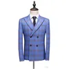 Tuxedos New Blue Groom Slim Fit 3 Pitces Suits Suits Double Breadted Blazer Supal Men Men Suct Jacket Add Add Drop Delivery Dh7um